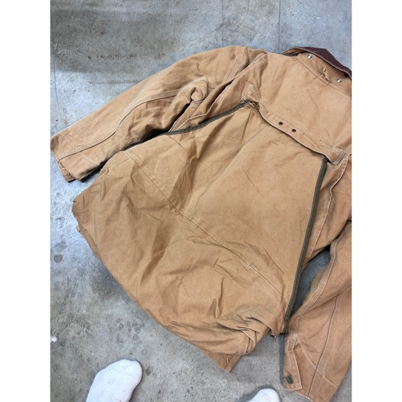 Vintage Carhartt Men's M Tan Duck Canvas Corduroy Collar Blanket Lined Jacket - Picture 10 of 16